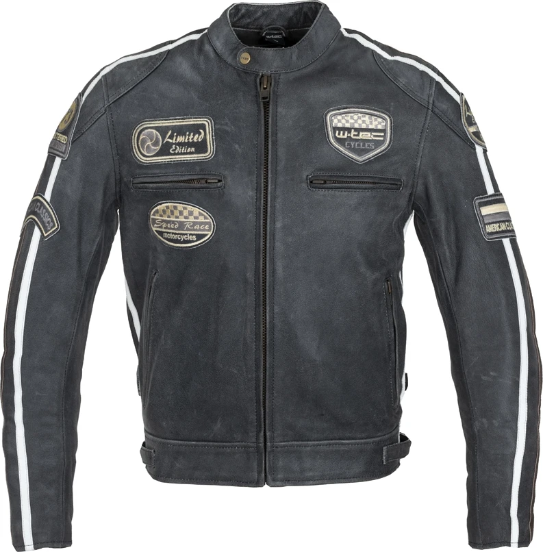 Vyriškas odinis moto švarkas W-TEC Dark Pilkas Vintage