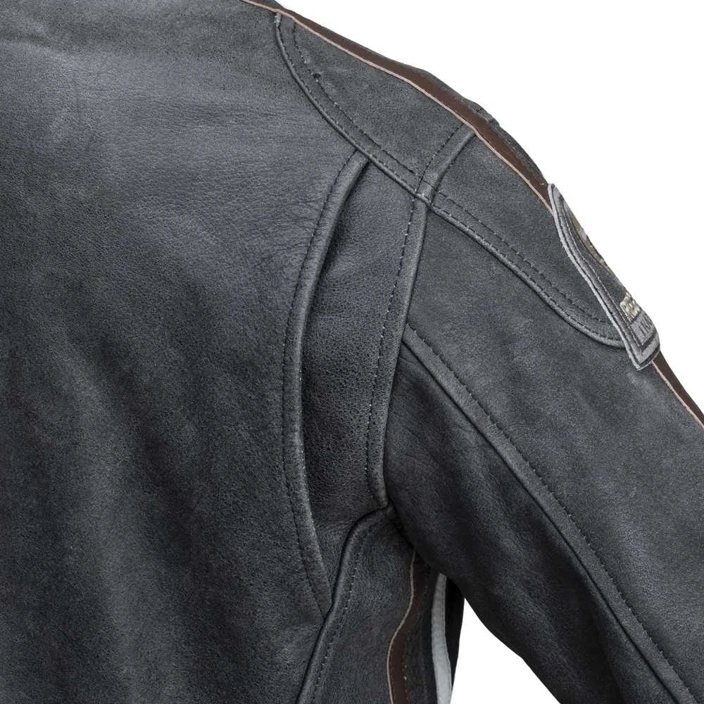 Vyriškas odinis moto švarkas W-TEC Dark Pilkas Vintage