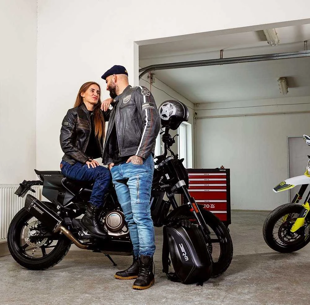 Vyriškas odinis moto švarkas W-TEC Dark Pilkas Vintage