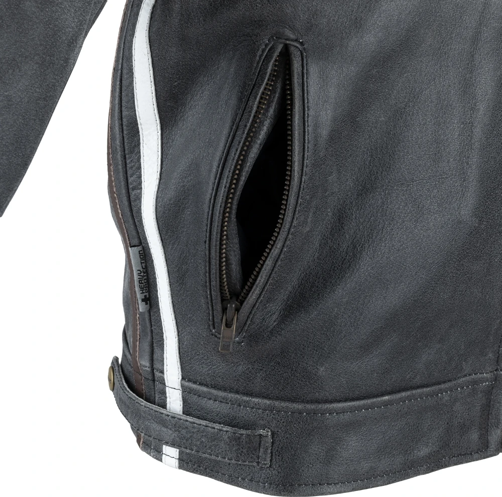 Vyriškas odinis moto švarkas W-TEC Dark Pilkas Vintage