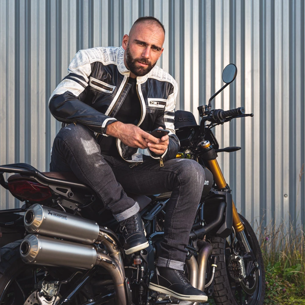 Vyriška odinė striukė W-TEC Esbiker