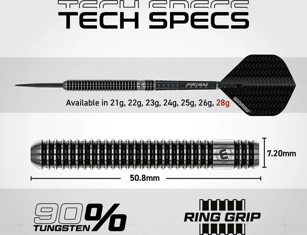 Winmau Blackout 1 plieno antgalio strėlytės 90% volframo 28g