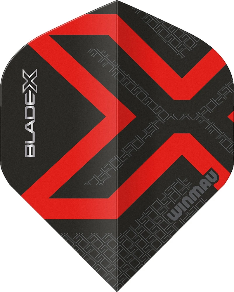 Winmau Blade X Prism Delta plunksnelės, metalinė juoda/raudona