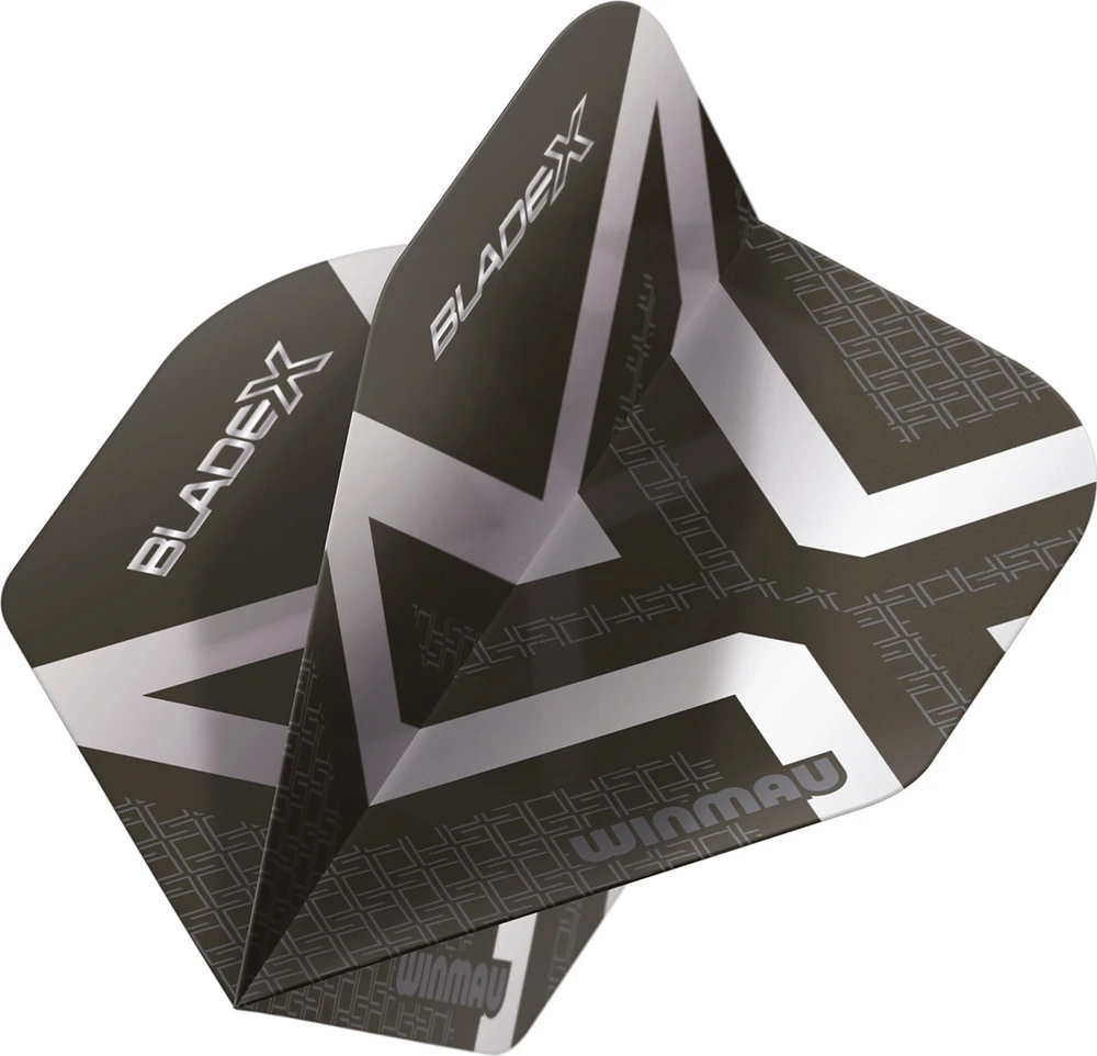Winmau Blade X Prism Delta plunksnelės, metalinė juoda/sidabrinė