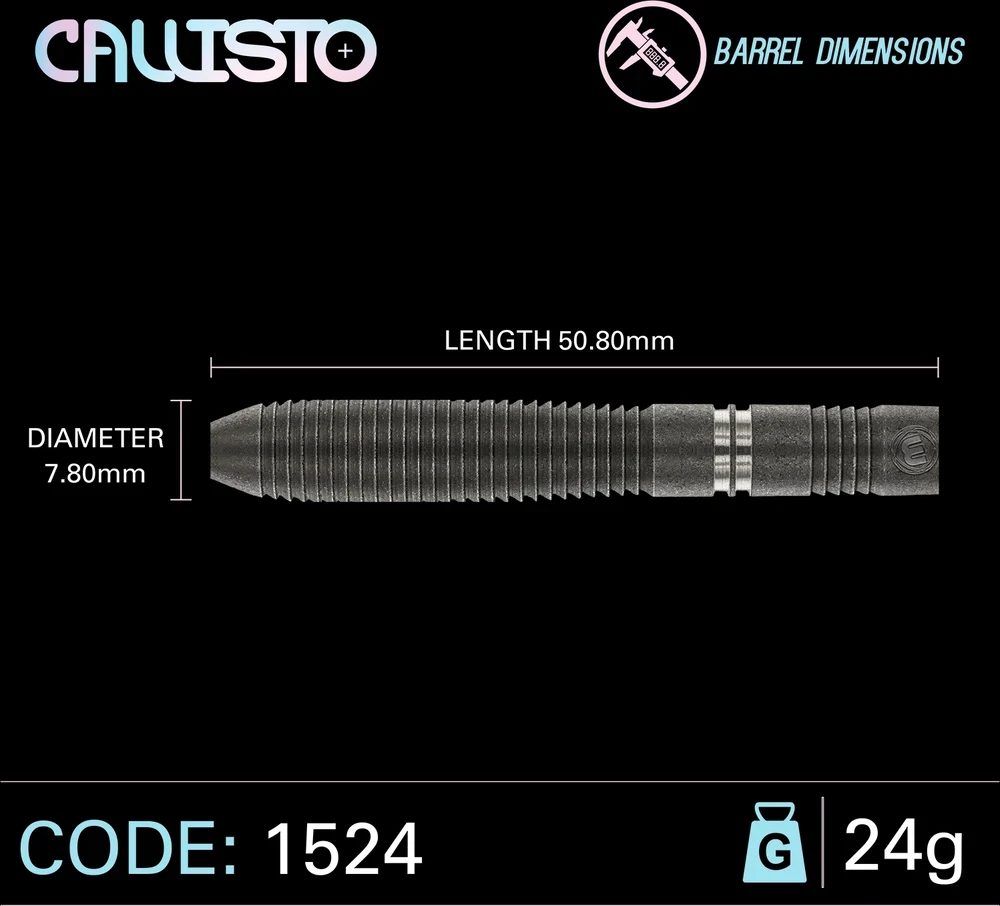 Smiginio strėlytės Winmau Callisto 2, 90% volframo, plieno smaigalys, 24 g