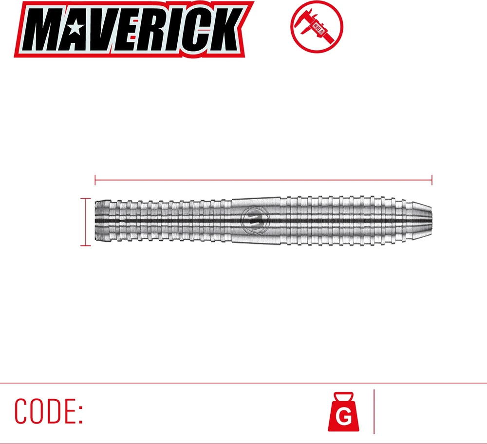 Winmau Maverick smiginio strėlytės, 80% volframo, plieno smaigalys, 24 g
