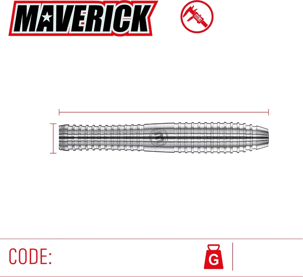 Winmau Maverick smiginio strėlytės, 80% volframo, plieno smaigalys, 24 g