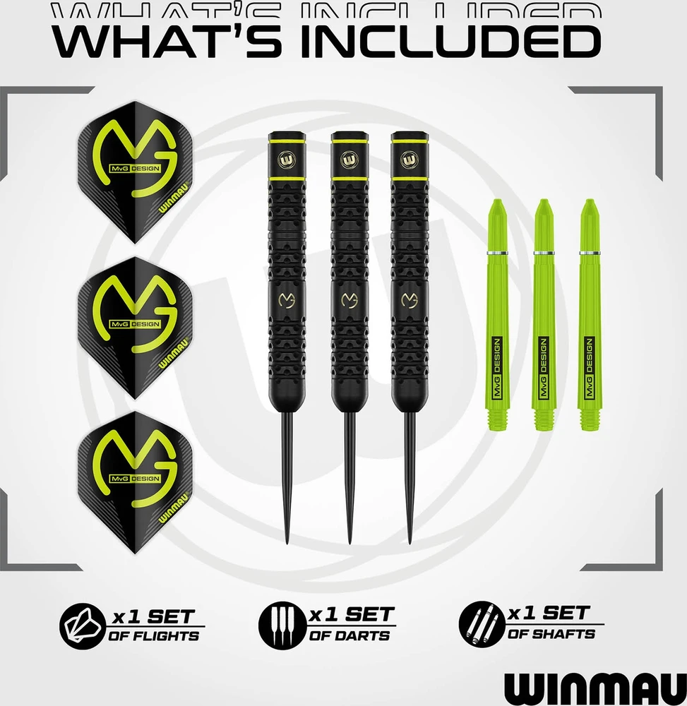 Winmau MvG SE plieno galiuko taikinio strėlytės, 21 g