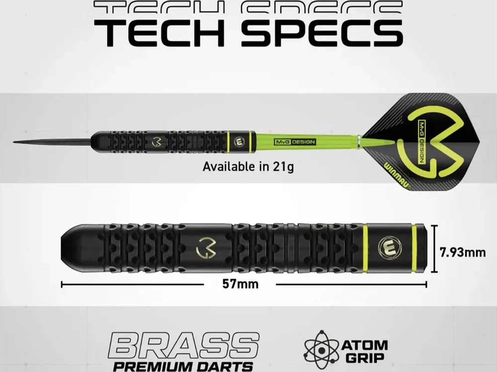 Winmau MvG SE plieno galiuko taikinio strėlytės, 21 g