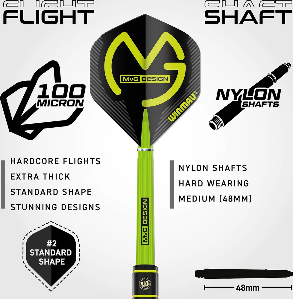 Winmau MvG SE plieno galiuko taikinio strėlytės, 21 g