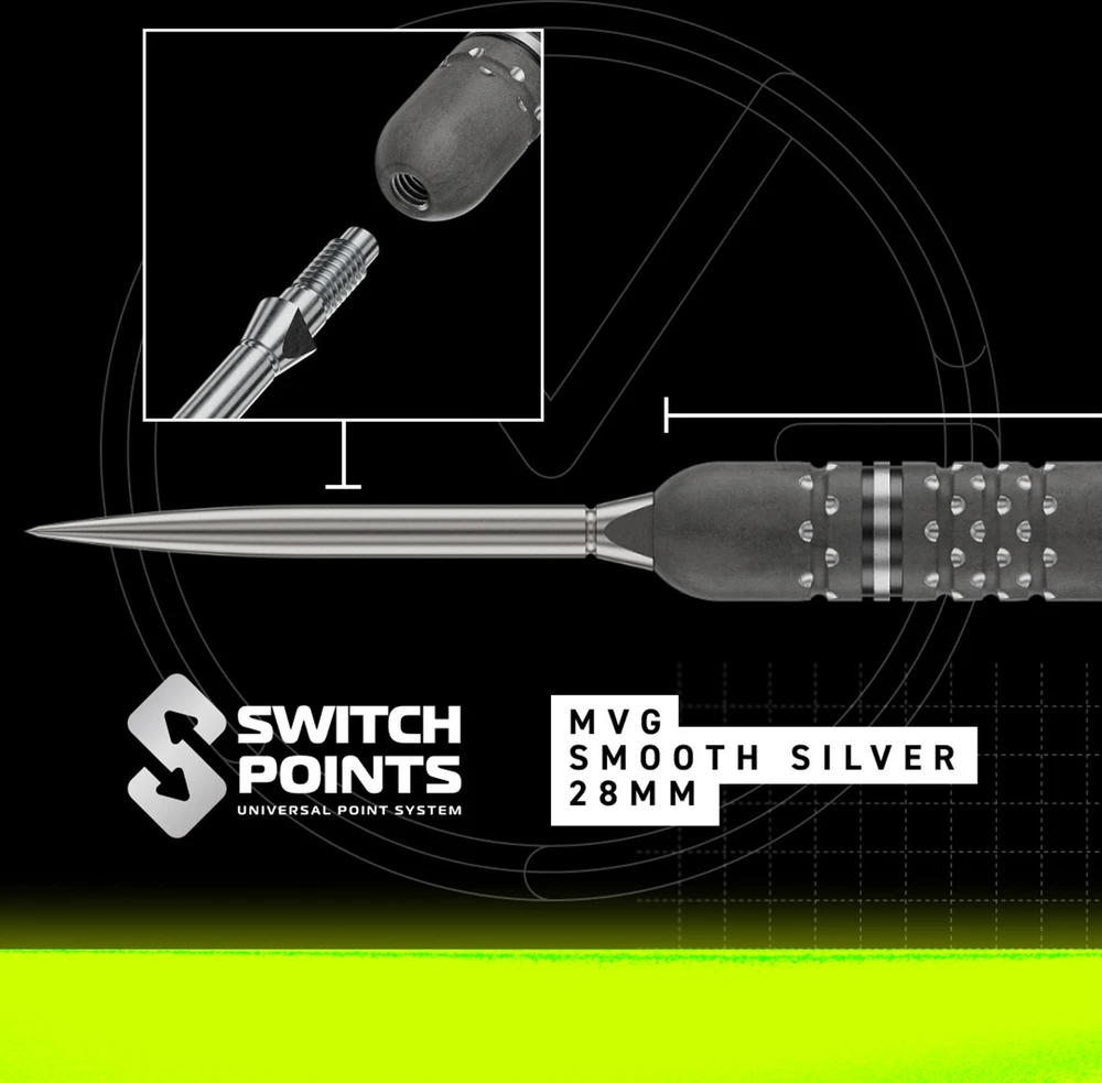Winmau MvG TS-PRO 90% Switch Point Steel Tip Darts 24G