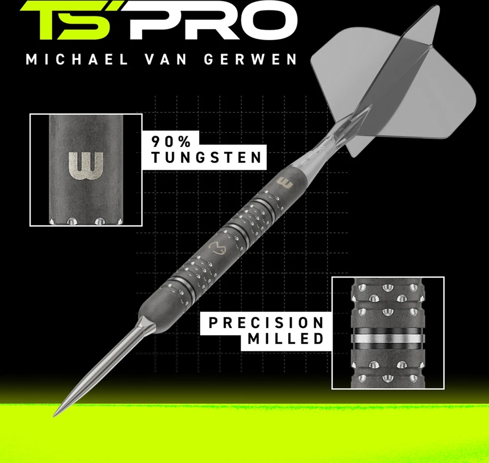 Winmau MvG TS-PRO 90% Switch Point Steel Tip Darts 23G