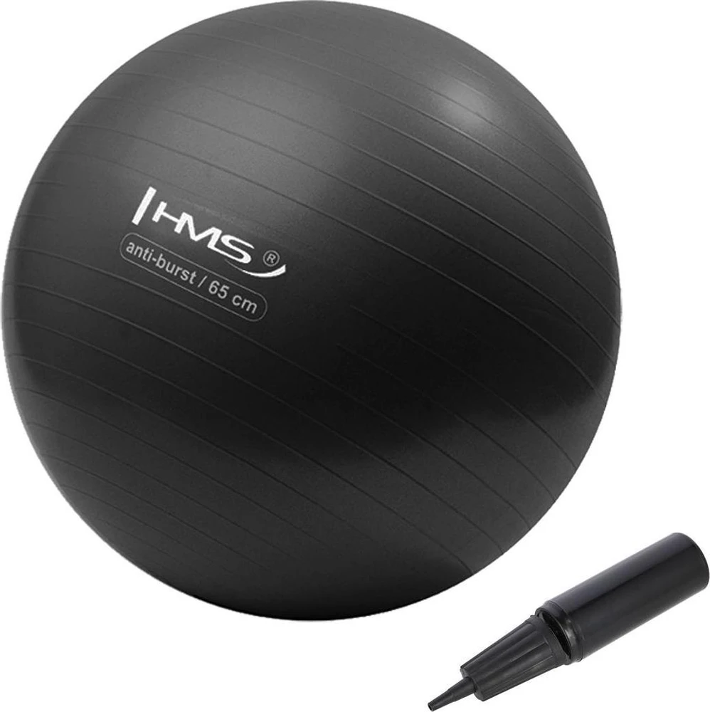 YB02 naujas juodas gimnastikos kamuolys HMS 65 cm