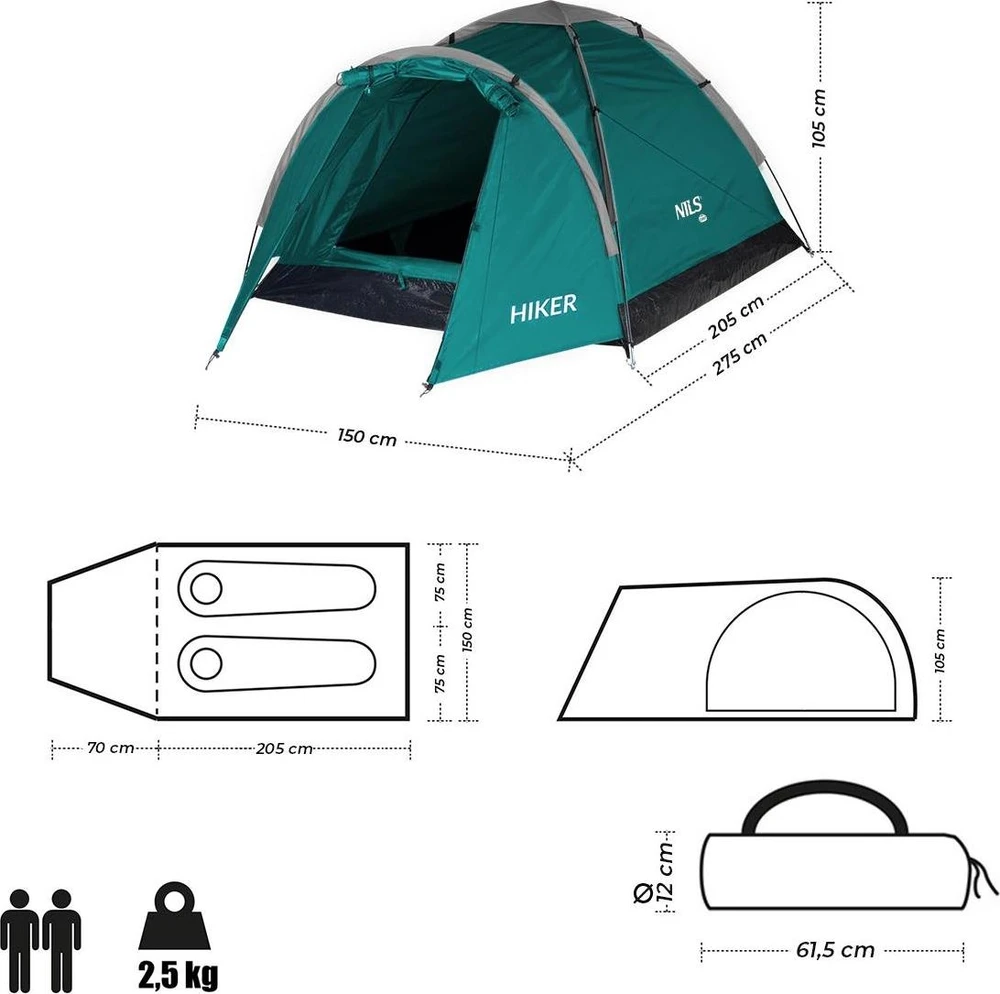 Žalia turistinė palapinė Hiker NC6010 Nils Camp