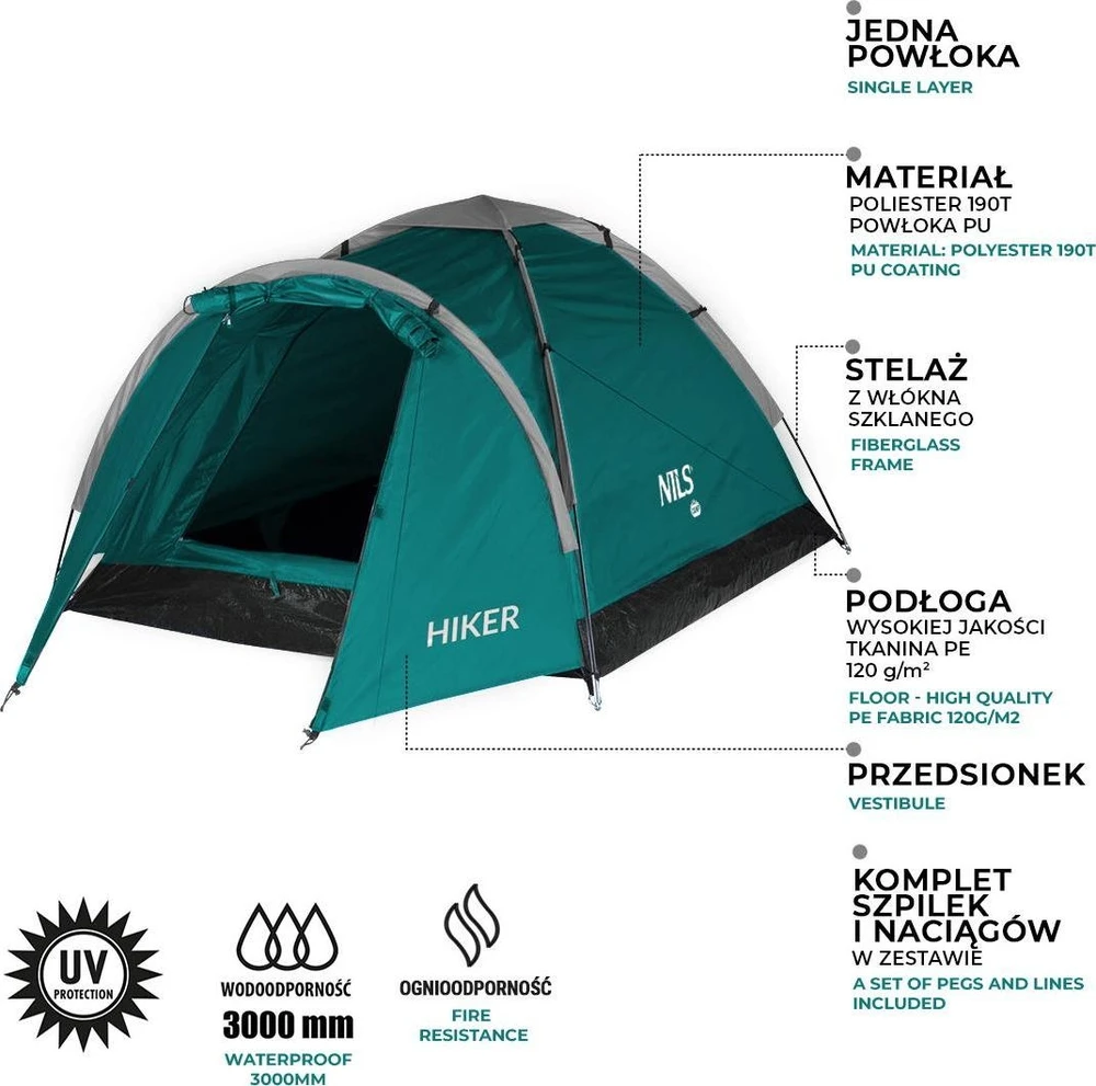 Žalia turistinė palapinė Hiker NC6010 Nils Camp
