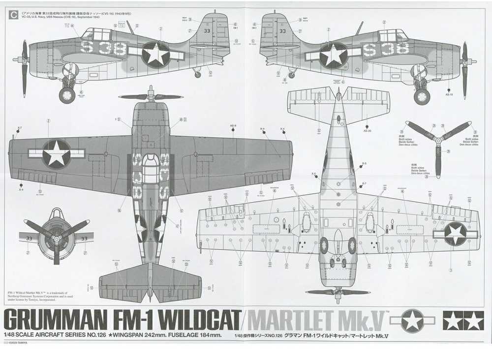 Tamiya - Grumman FM-1 Wildcat / Martlet Mk.V, 1 / 48, 61126, žema kaina ...