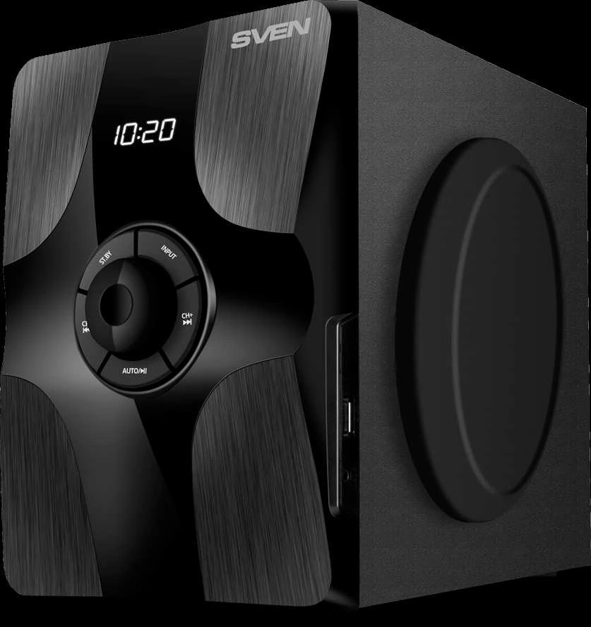 Kompiuterio kolonėlės 2.1 speakers SVEN MS-315, juodas, Bluetooth, FM, USB, Ekranas, RC unit, power output 20W+2x13W (RMS)