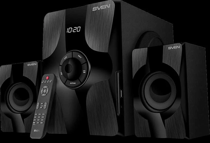 Kompiuterio kolonėlės 2.1 speakers SVEN MS-315, juodas, Bluetooth, FM, USB, Ekranas, RC unit, power output 20W+2x13W (RMS)
