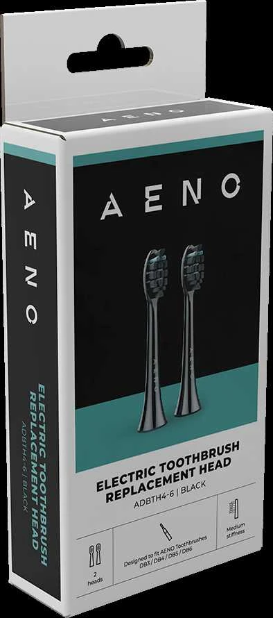 AENO atsarginės dantų šepetėlio galvutės, juodos spalvos, "Dupont" šereliai, 2 vnt. rinkinyje (skirta ADB0004/ADB0006 ir ADB0003/ADB0005)