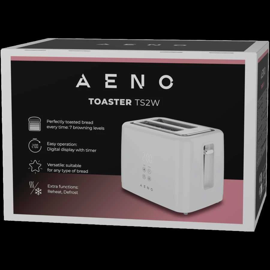 Skrudintuvas AENO TS2W Electric Toaster, 780-930W, Digital Ekranas, 7 Levels, Baltas