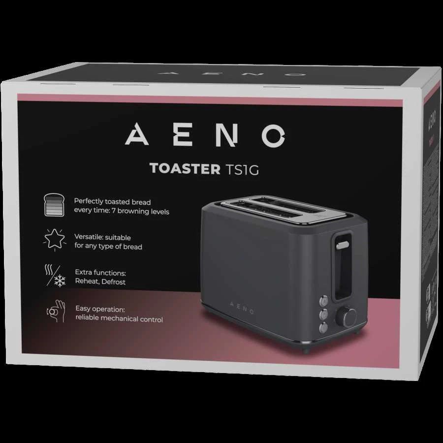 AENO TS1G elektrinis skrudintuvas, 920–1080 W, 2 lizdai, 7 lygiai, Pilkas