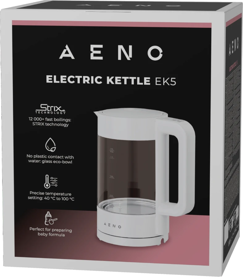 AENO EK5 Electric Virdulys, 1.7L, Temp Control 40-100°C, Strix, Baltas