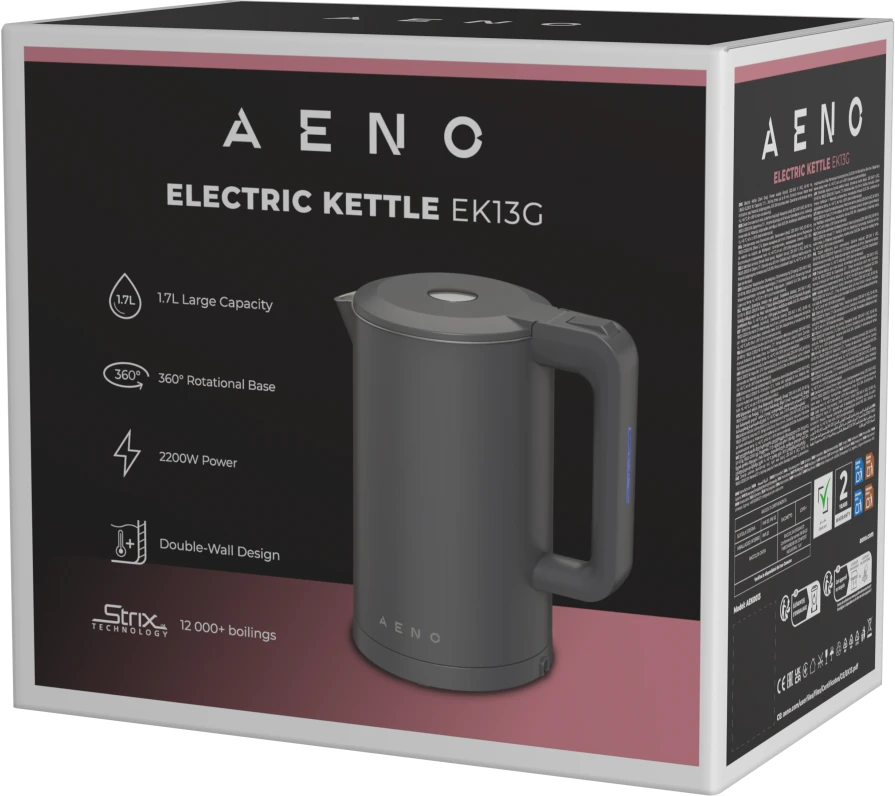 Aeno Electric Virdulys, pilka, 220-240V, 1850-2200W, 1.7L, strix controller