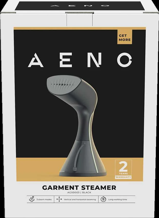 AENO GS3 Hand Garment Steamer, 1500W, Detachable Vanduo Tank, 3 Modes, Juodas