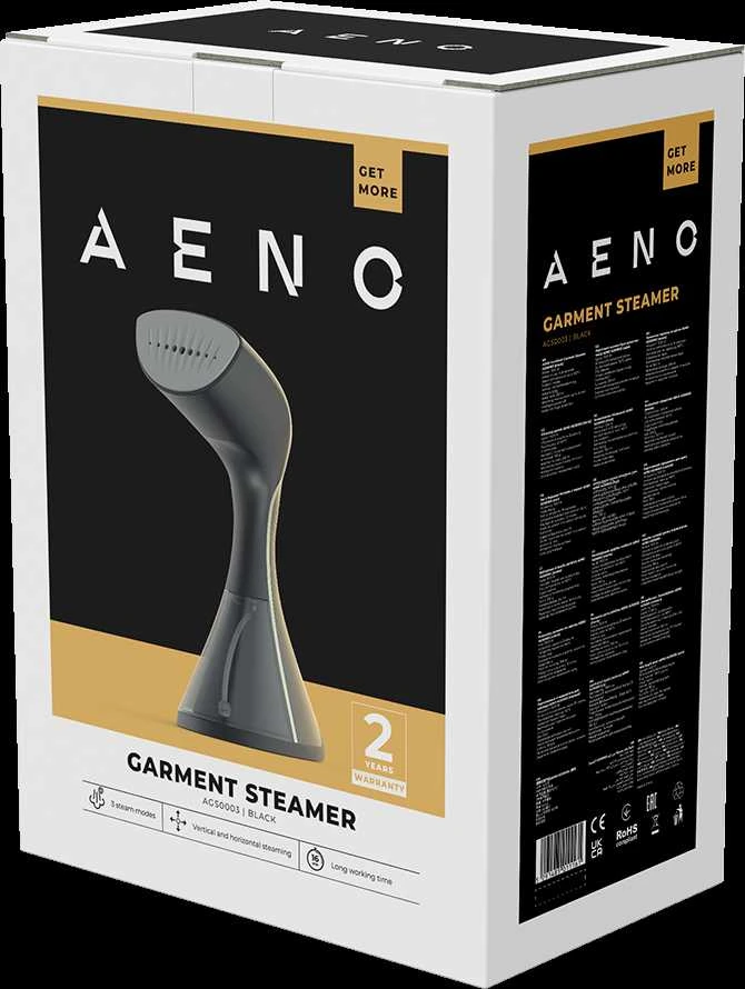 AENO GS3 Hand Garment Steamer, 1500W, Detachable Vanduo Tank, 3 Modes, Juodas