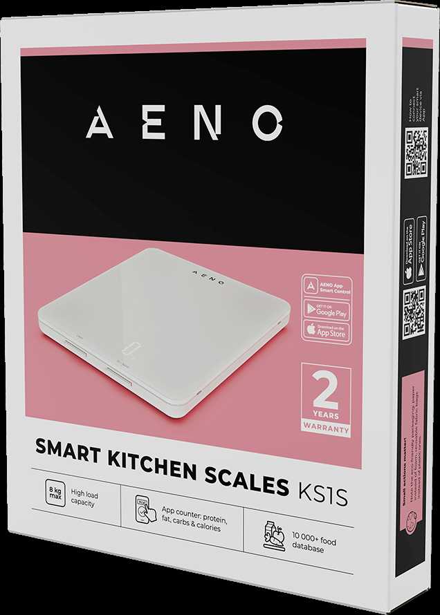 AENO virtuvinės svarstyklės KS1S išmaniosios, maks. apkrova - 8kg, „Bluetooth“, daugiau nei 10 000 produktų ir patiekalų, 25 indikatorių analizė, kavos režimas, 6 vienetų konvertavimas: kg, g, lb, fl, oz, ml, medžiaga - stiklas