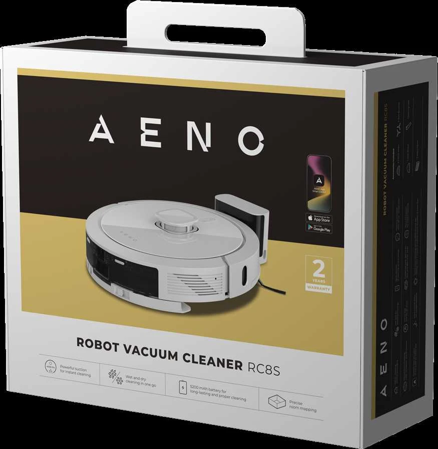 AENO RC8S Robot Vacuum, lazerinis Navigation, 2-in-1, 4000Pa, Baltas