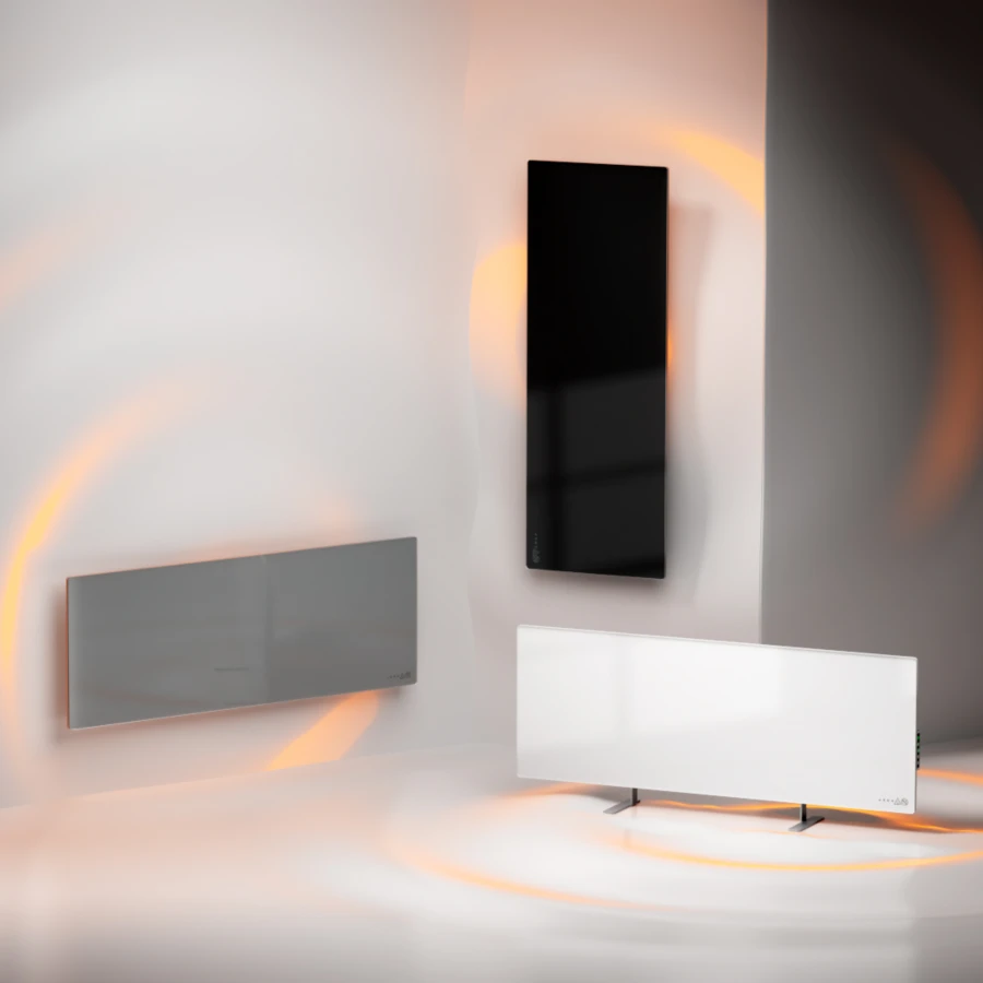 AENO Premium Eco Smart Heater, 700W, Grūdintas stiklas, Infraraudonųjų spindulių+konvekcinis šildymo tipas, LED ekranas, Kištuko tipas: Europa (E/F tipas), Pilkas