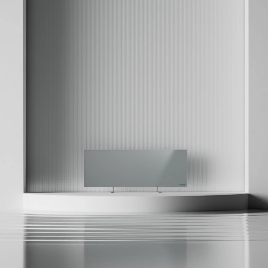 AENO Premium Eco Smart Heater, 700W, Grūdintas stiklas, Infraraudonųjų spindulių+konvekcinis šildymo tipas, LED ekranas, Kištuko tipas: Europa (E/F tipas), Pilkas