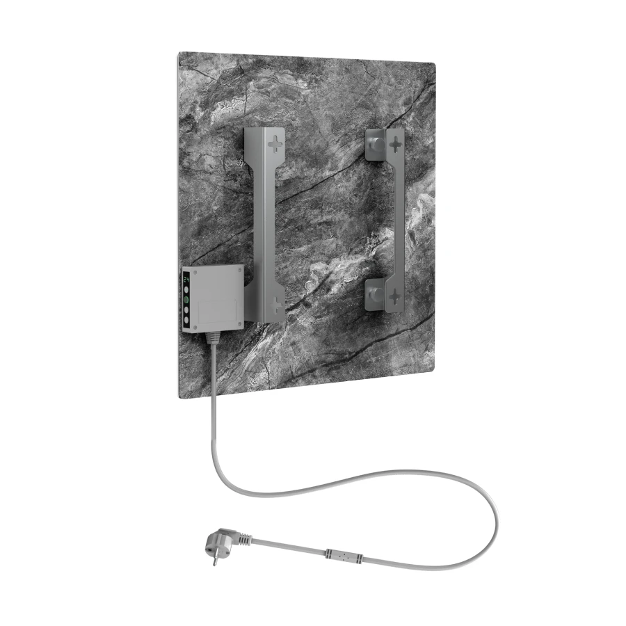 AENO Premium Eco Smart Quadro Wall Heater, 500W, 50x50 cm., Tempered glass, Infrared+convection heating type, LED ekranas Plug type: Europe (E/F type), Antique Marble, Made in Poland, Limited edition