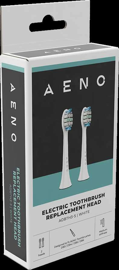 AENO atsarginės dantų šepetėlio galvutės, baltos spalvos, "Dupont" šereliai, 2 vnt. rinkinyje (skirta ADB0003/ADB0005 ir ADB0004/ADB0006)