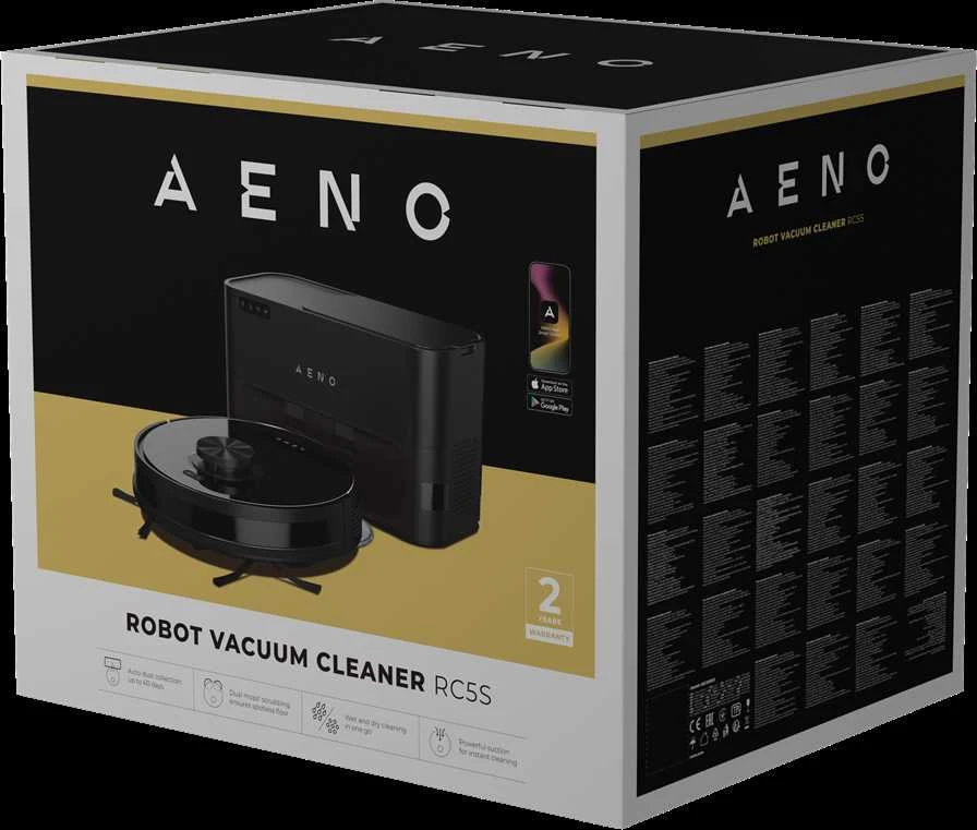 AENO RC5S robotinis dulkių siurblys, 2 viename, automatinis dulkių surinkėjas, 4000Pa, juodas