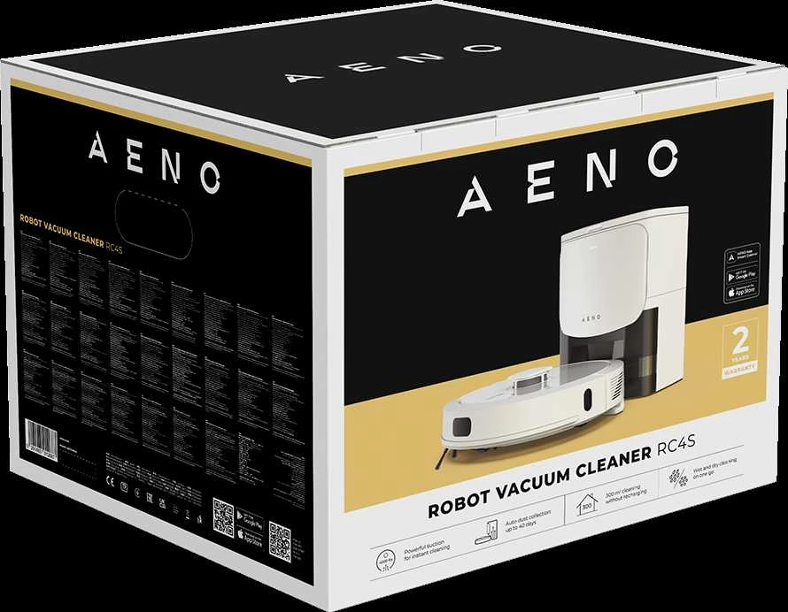 Dulkių siurblys - robotas Aeno RC4S su auotomatine dulkių išsiurbimo stotele, Baltos spalvos