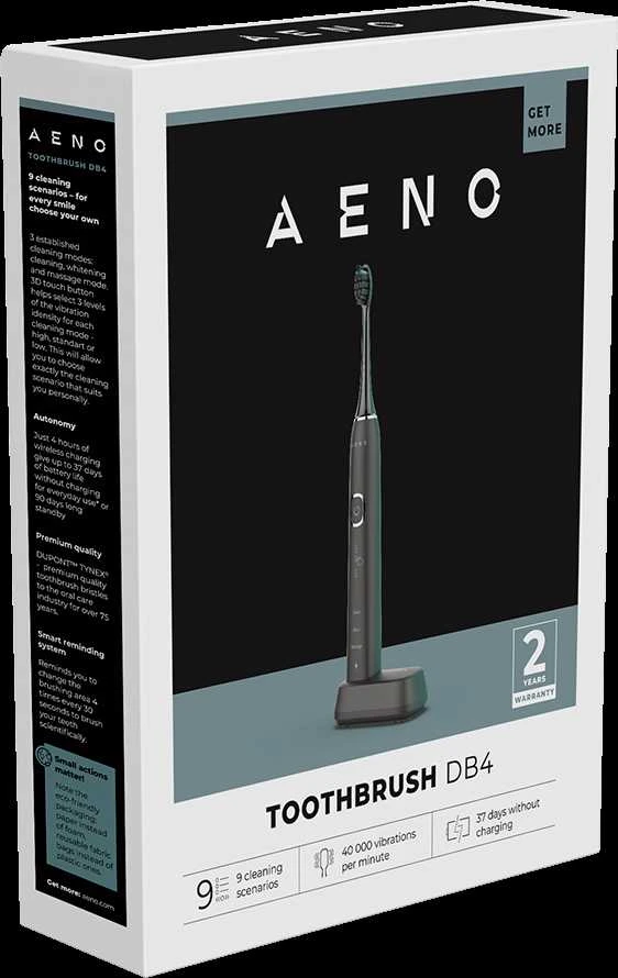 Elektrinis dantų šepetėlis Aeno Sonic DB4 su belaidžiu įkrovimu, Juodos spalvos