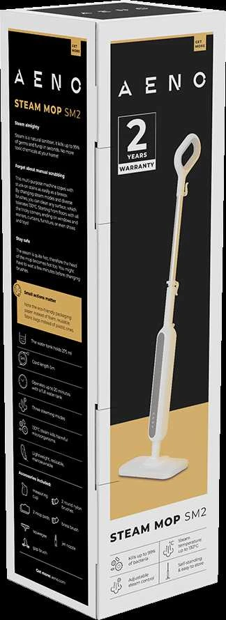 AENO SM2 Steam Mop, 1200W, 130°C, 275 ml, Self-Standing, Baltas