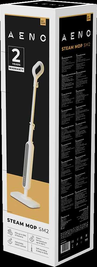 AENO SM2 Steam Mop, 1200W, 130°C, 275 ml, Self-Standing, Baltas