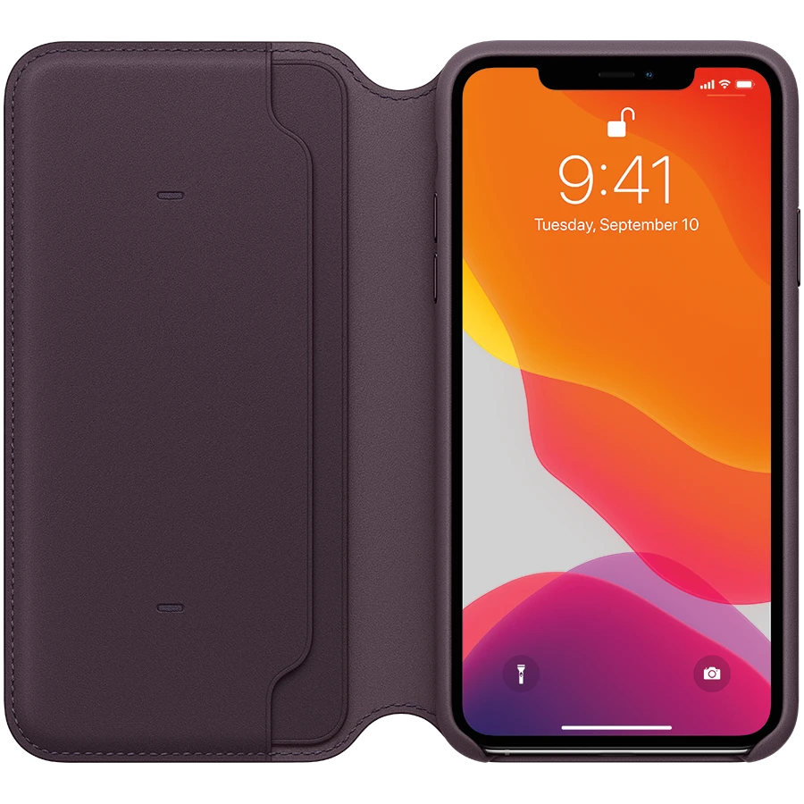 Apple iPhone 11 Pro Max odinis atverčiamas dėklas - Baklažano spalvos