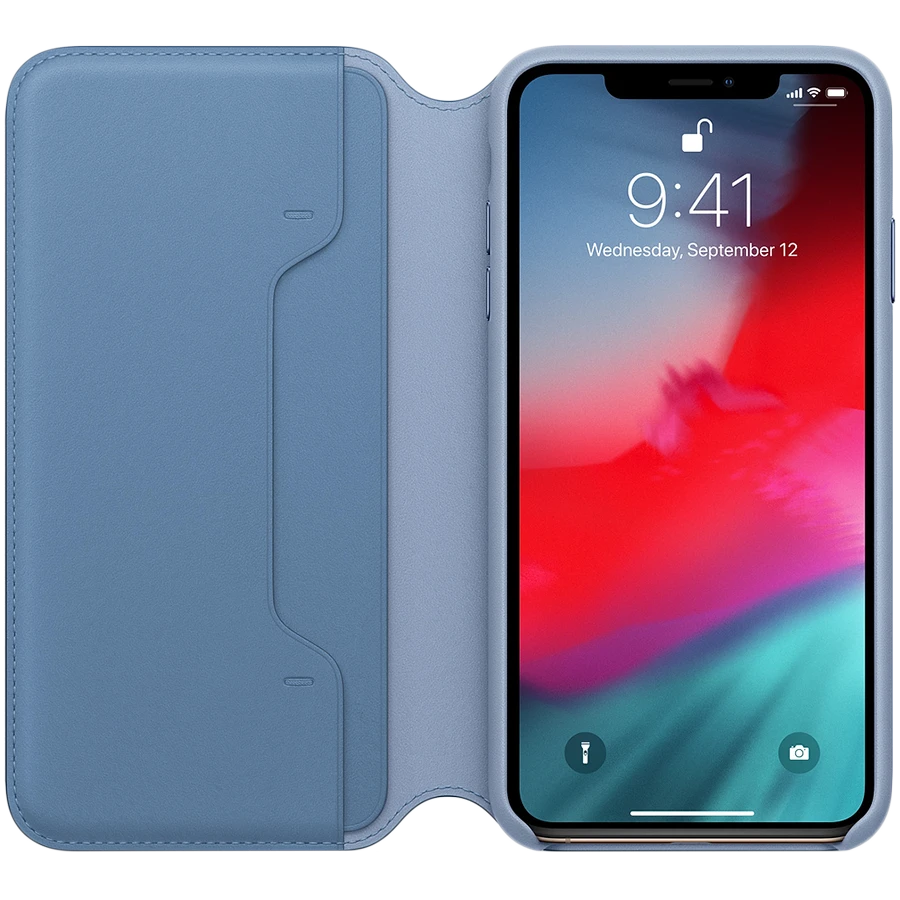 Apple iPhone XS Max odinis atverčiamas dėklas - Rugiagėlių mėlynas 