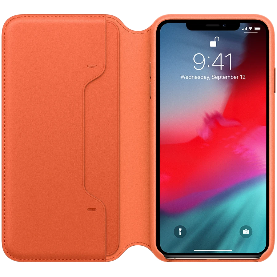 Apple iPhone XS Max odinis atverčiamas dėklas - Oranžinis
