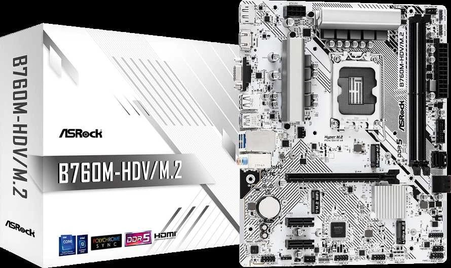 ASROCK B760M-HDV/M.2 mATX LGA1700 2xDDR5 1xPCIe 4.0 x16 LAN 1Gb/s