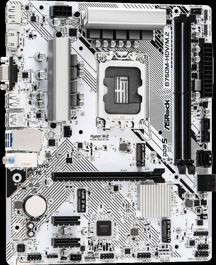 ASROCK B760M-HDV/M.2 mATX LGA1700 2xDDR5 1xPCIe 4.0 x16 LAN 1Gb/s