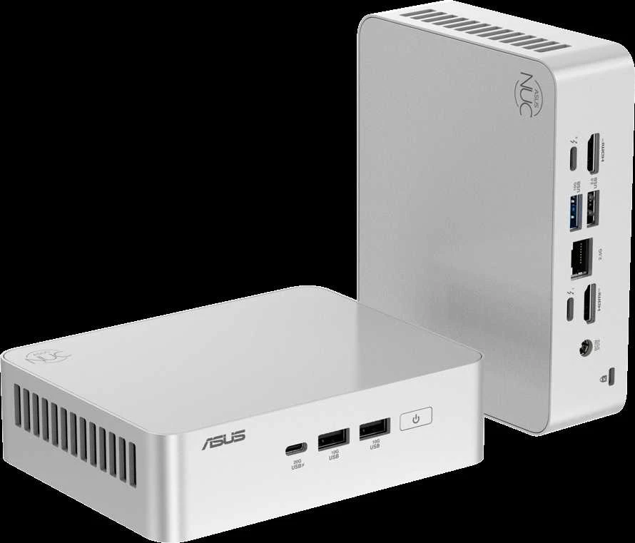 ASUS NUC 15pro+ / RNUC15CRSU500002 / Intel Ultra 5 225H / Intel Arc grafika / nėra atminties / nėra RAM / Intel Wi-Fi 7 BE201 / nėra OS / ES laidas / rinkinys (L6) / EAN: 4711387950234