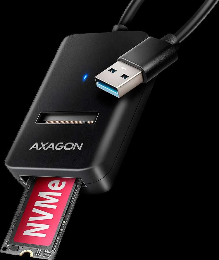AXAGON USB-A 10Gbps – M.2 NVMe ir SATA SSD adapteriai | ADM2-AM