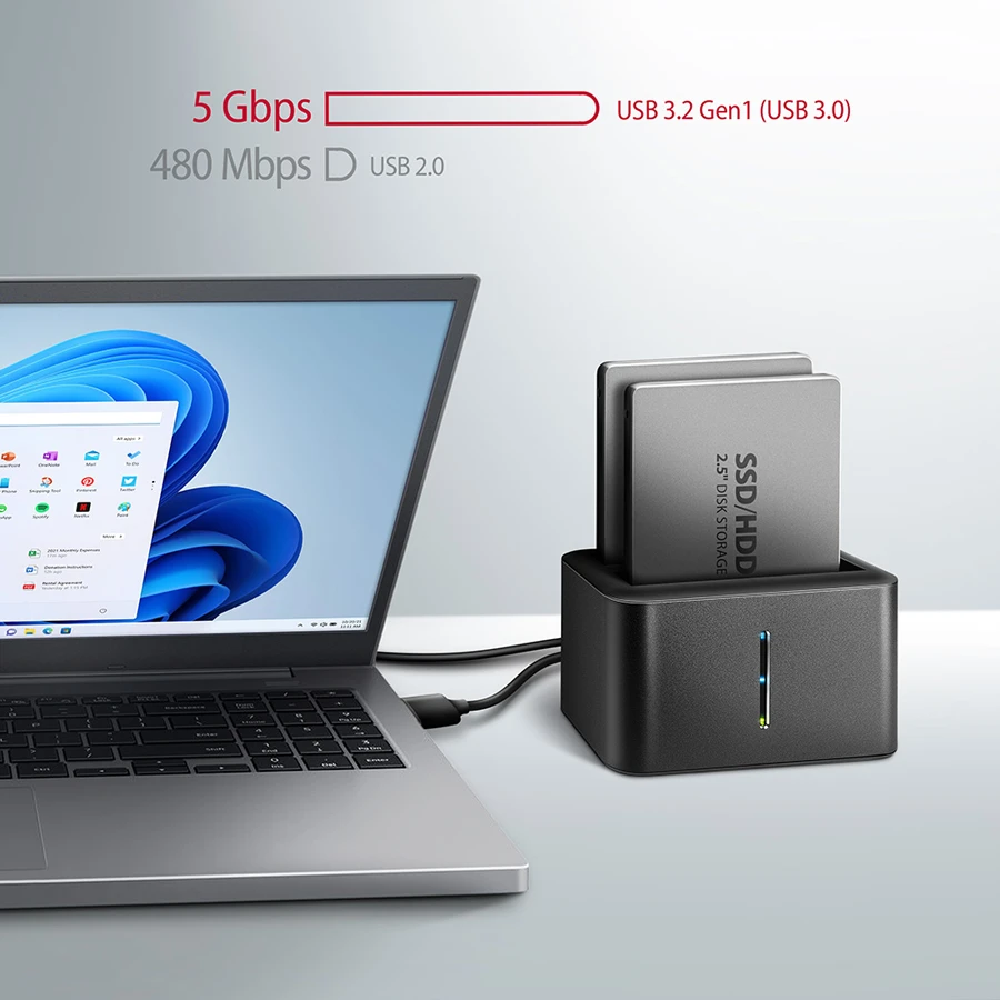AXAGON ADSA-D25 USB 3.2 Gen 1 - 2x SATA 6G 2.5'' SSD/HDD CLONE DUAL MINI dock