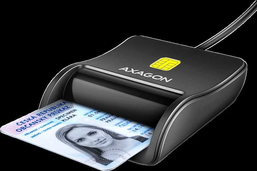 Išmaniųjų / tapatybės kortelių skaitytuvas AXAGON CRE-SM3N FlatReader su USB-A kabeliu