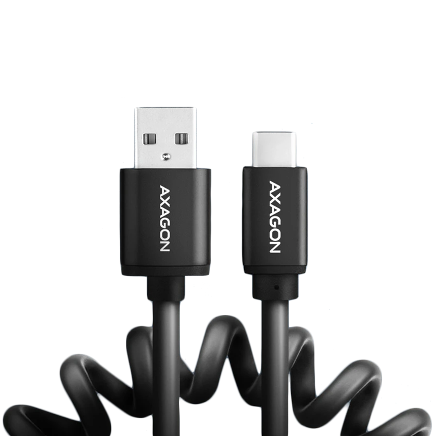 Axagon Data and charging USB 2.0 kabelio ilgis 1.1 m. 3A. Juodas twisted.